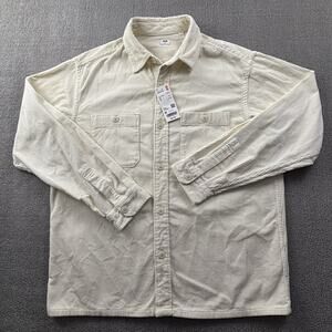 Uniqlo Shirt Adult Medium Beige Button Up Long Sleeve Corduroy Casual Men's